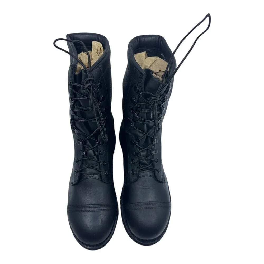 Addison Shoe Company Military Combat Boot‎ 9R Black Steel Toe Leather USA 963006